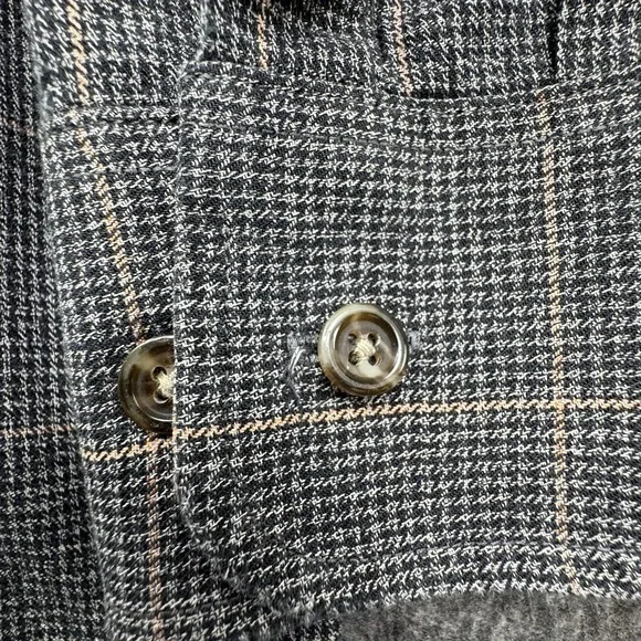 Viyella Wool Cotton Blend Flannel Sport Shirt Men 2XL XXL Plaid Check Gray Black - Picture 11 of 16